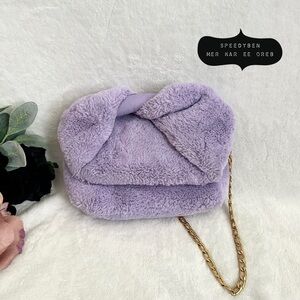 JW ANDERSON Lilac Eco Fur Midi Twister Handbag